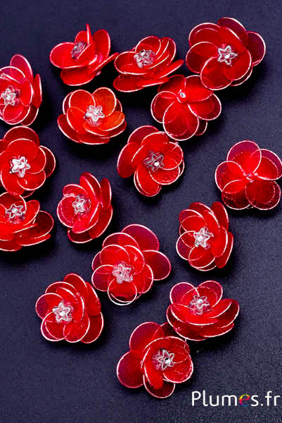 Fleur en tissu - Ø 2 cm - rouge